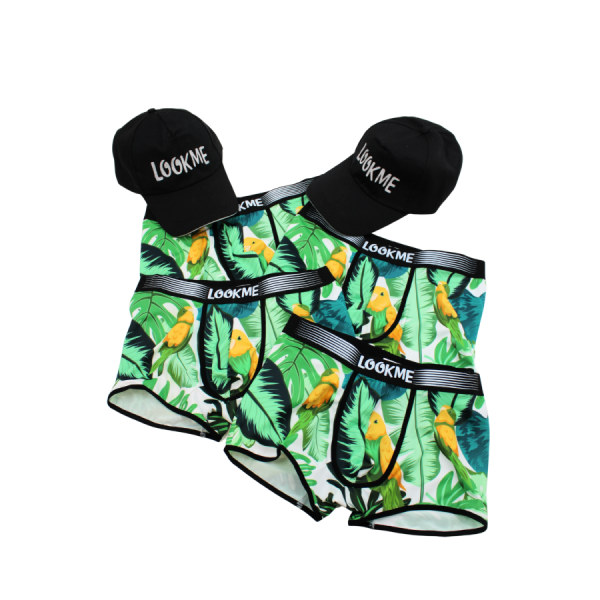 Pack 4 Boxer LM2402-67BIR LOOKME + 2 Casquettes Offertes